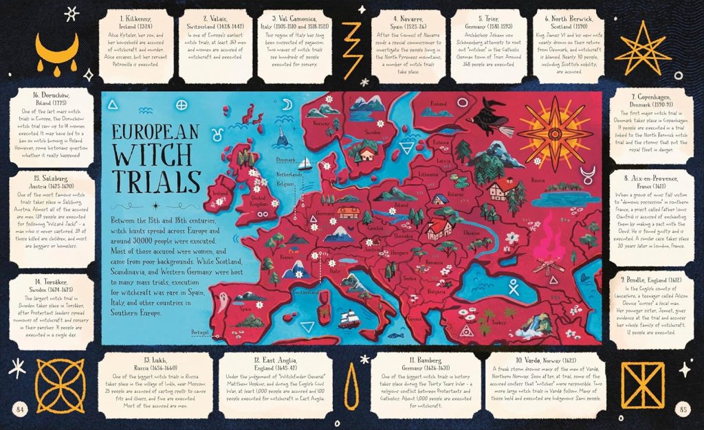 European Witch Trial page from The Extraordinary History Of Witches - Hazel Atkinson 